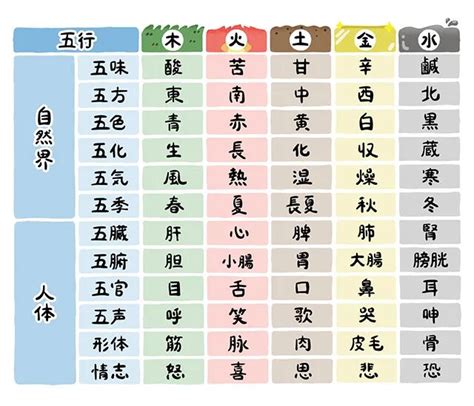 五行分類表|五行学説～すべては自然の摂理～